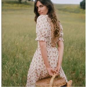 NWT CHRISTY DAWN Amalia Midi Dress in Cream Garden Floral L